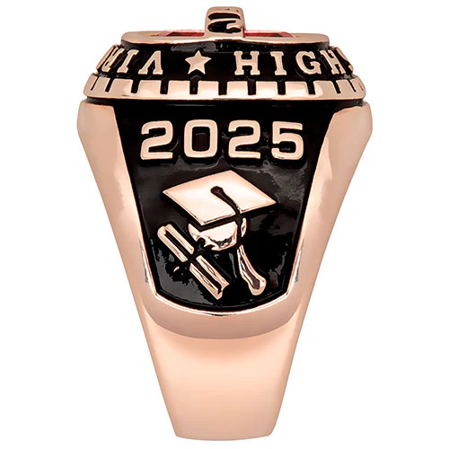 Men's 14K Rose Gold Plated Personalized-Top Traditional Class Ring - Image 3