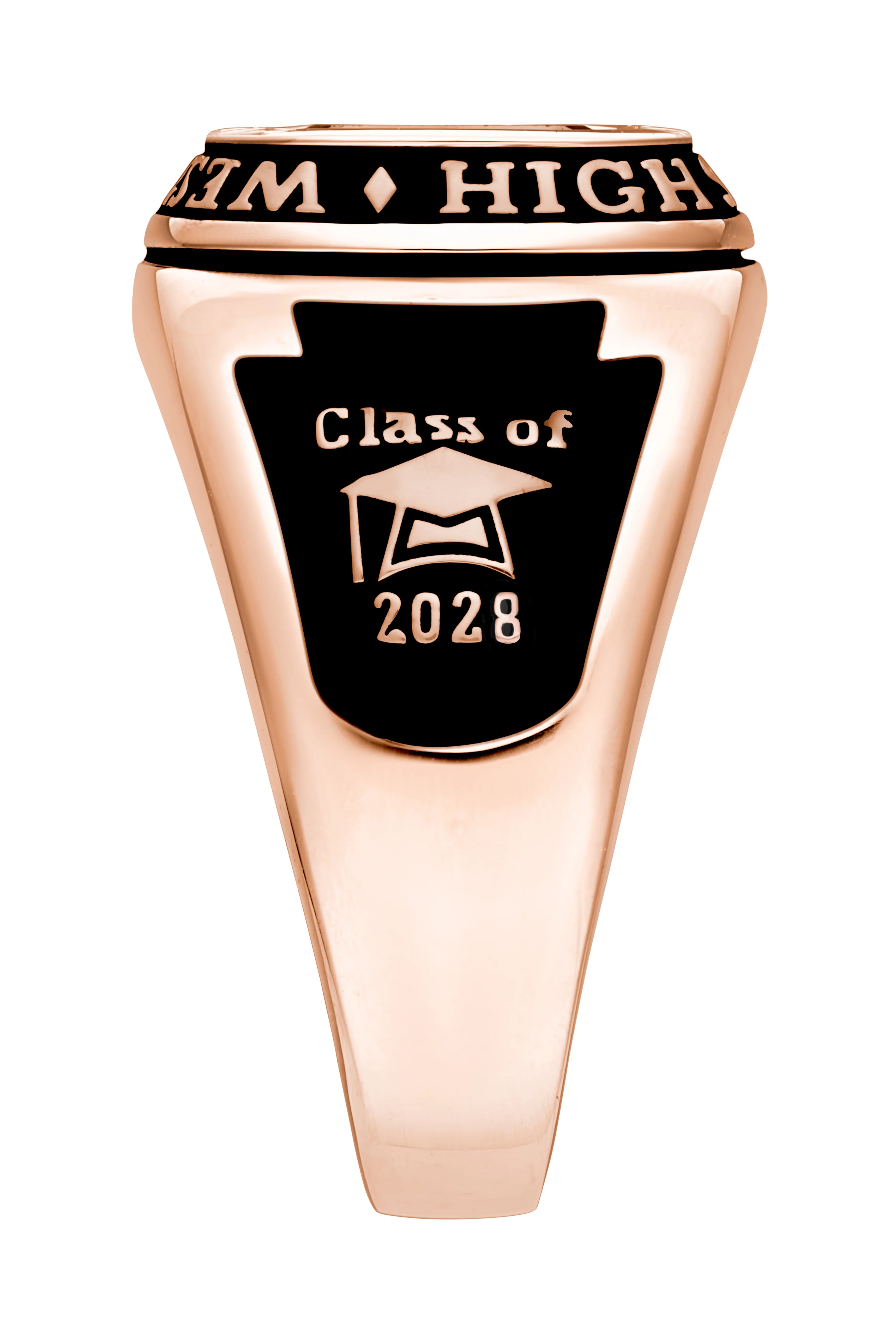 Men's 14K Rose Gold Plated Traditional Cushion Birthstone Class Ring - Image 3