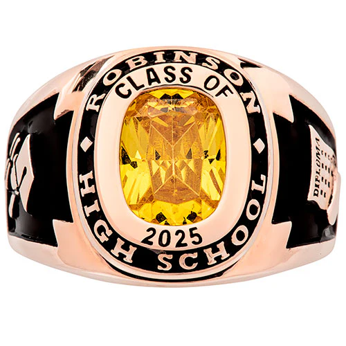 Men's 14K Rose Gold Plated Traditional Cushion Birthstone Class Ring - Image 2