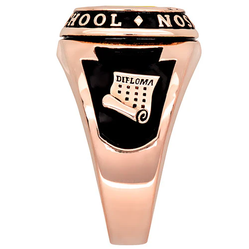 Men's 14K Rose Gold Plated Traditional Cushion Birthstone Class Ring - Image 3