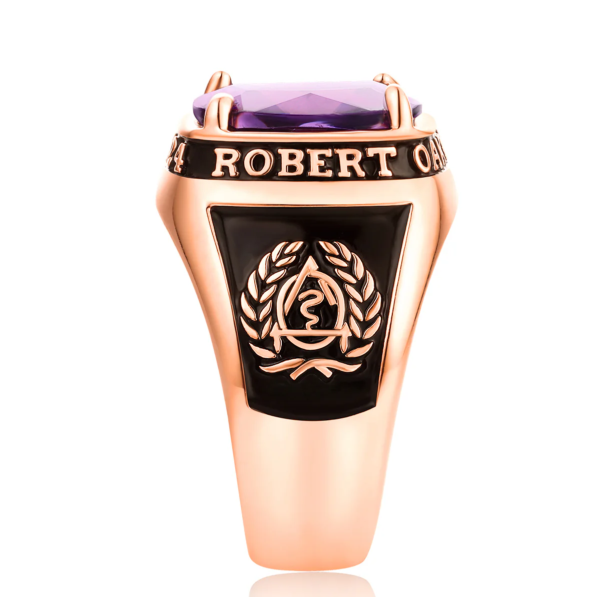 Men's 14K Rose Gold Plated Traditional Prong station Birthstone Class Ring - Image 3