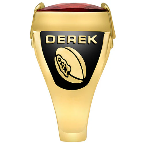 Men's 18K Gold over Sterling Traditional Deco Stone Class Ring - Image 3