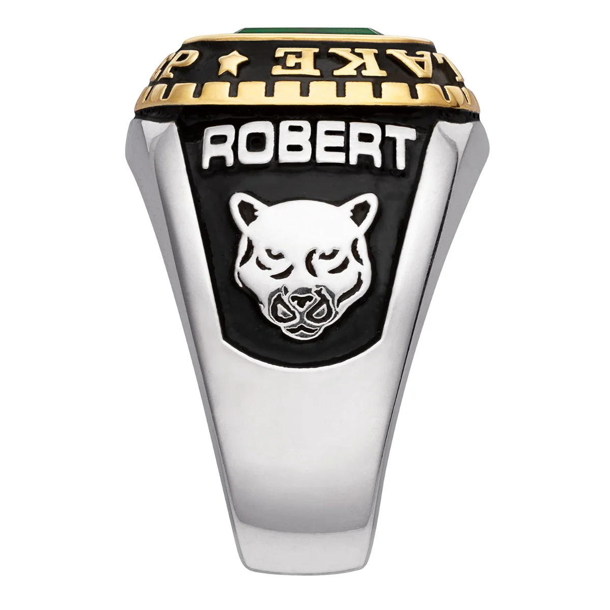 Men's 2-Tone Platinum and 14K Gold Plated Birthstone Class Ring - Image 4