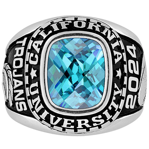 Men's CELEBRIUM Large Traditional Checkerboard Birthstone Class Ring - Image 2