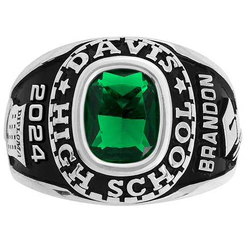 Men's CELEBRIUM Traditional Cushion Birthstone Class Ring - Image 2