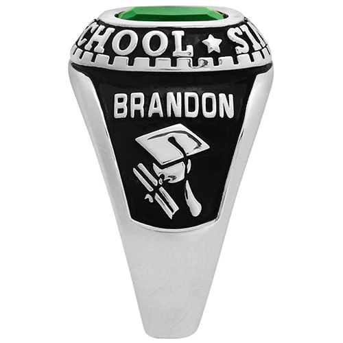 Men's CELEBRIUM Traditional Cushion Birthstone Class Ring - Image 4