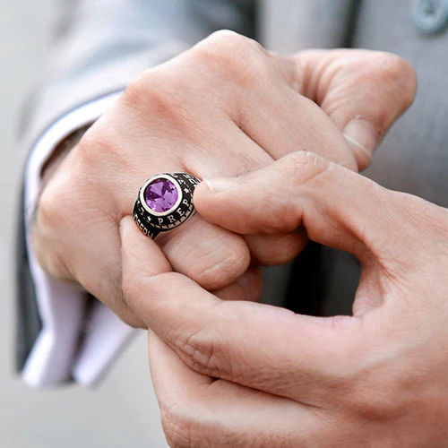 Men's CELEBRIUM Traditional Oval Stone Class Ring - Image 2