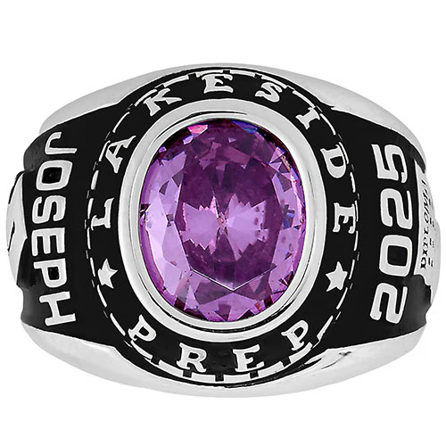 Men's CELEBRIUM Traditional Oval Stone Class Ring - Image 3