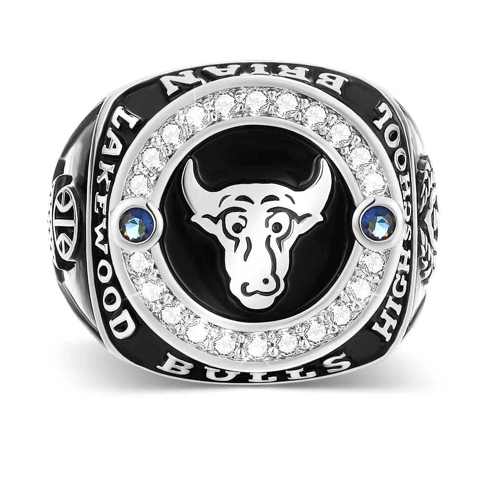 Men's CZ Multiple Graphics Traditional Birthstone Class Ring - Image 2