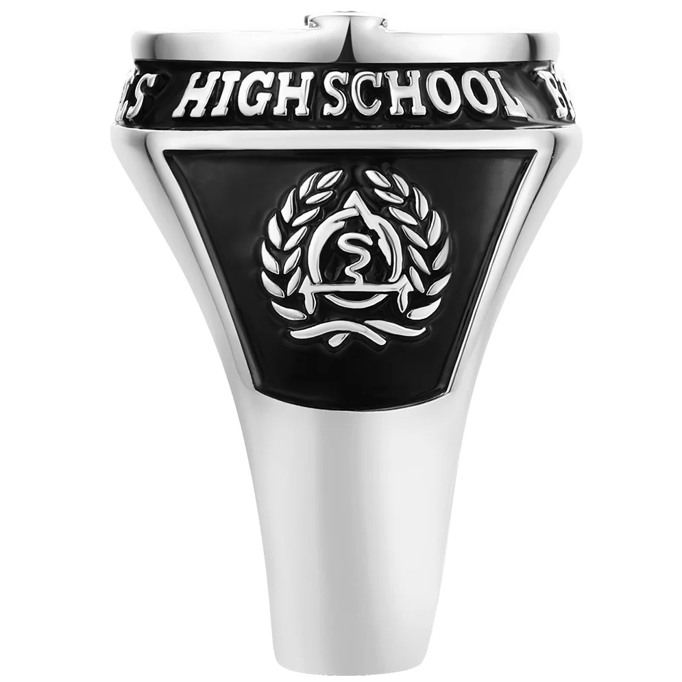 Men's CZ Multiple Graphics Traditional Birthstone Class Ring - Image 3