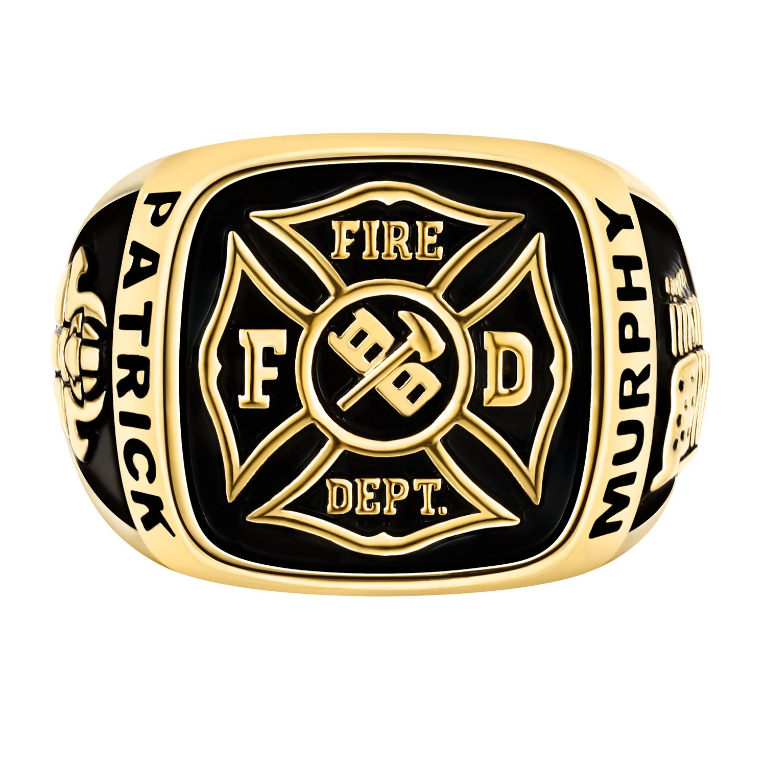 Men's Gold Celebrium Fire Dept First Responder Ring - Image 2
