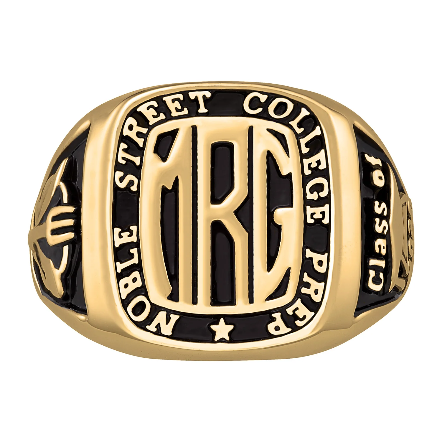 Men's 14K Gold over Sterling Rectangle Signet Class Ring - Image 2
