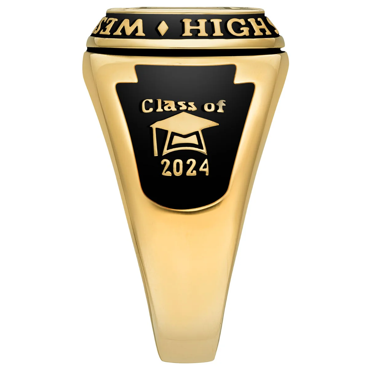 Men's 14K Gold over Sterling Traditional Cushion Birthstone Class Ring - Image 3