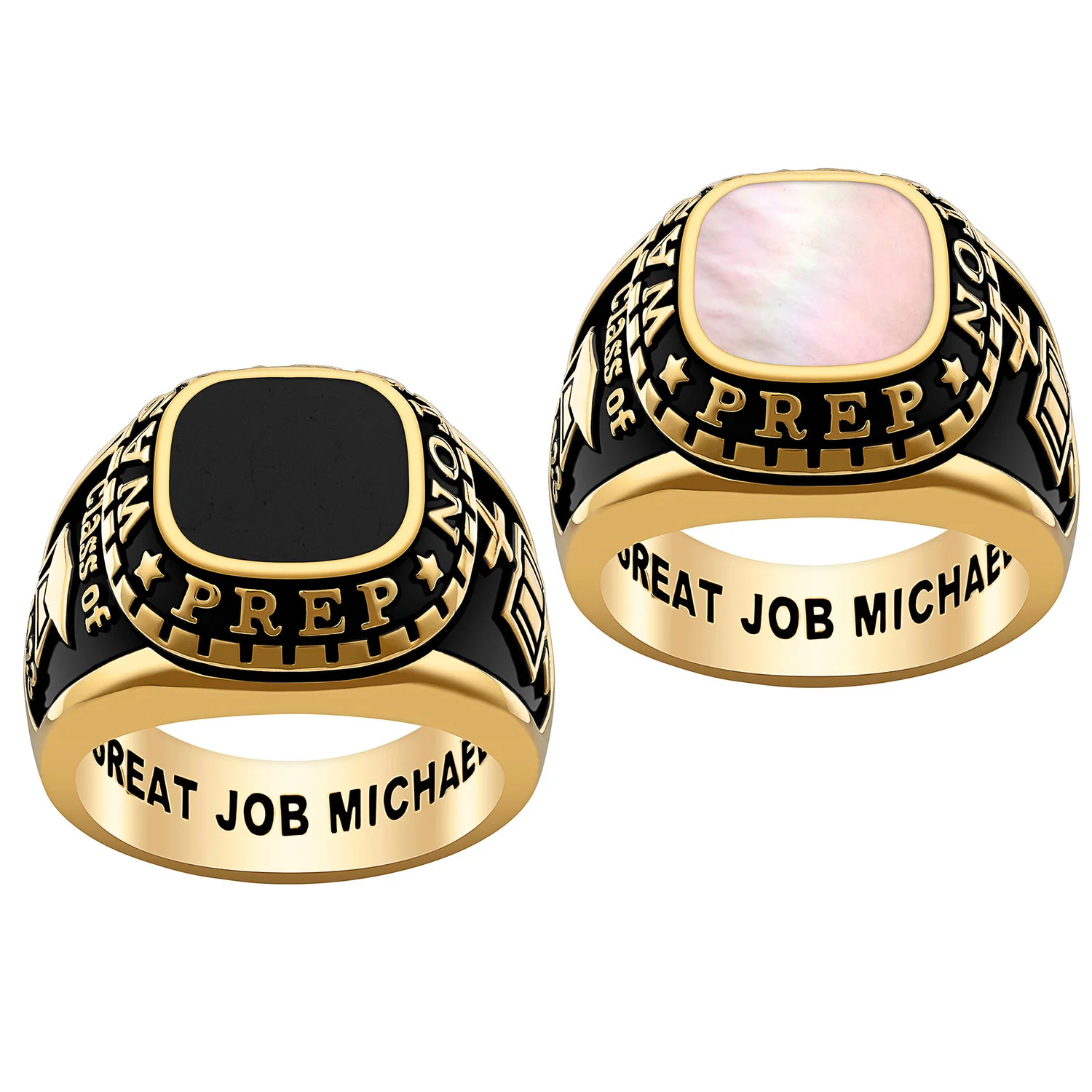 Men's 14K Gold Plated Genuine Stone Class Ring
