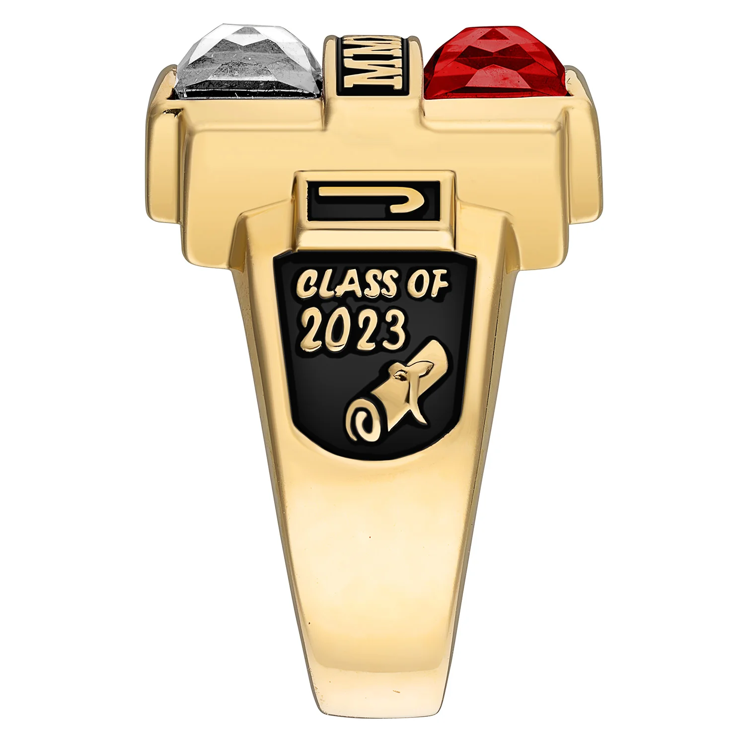 Men's 14K Gold Plated Double Birthstone Rectangle Class Ring - Image 3