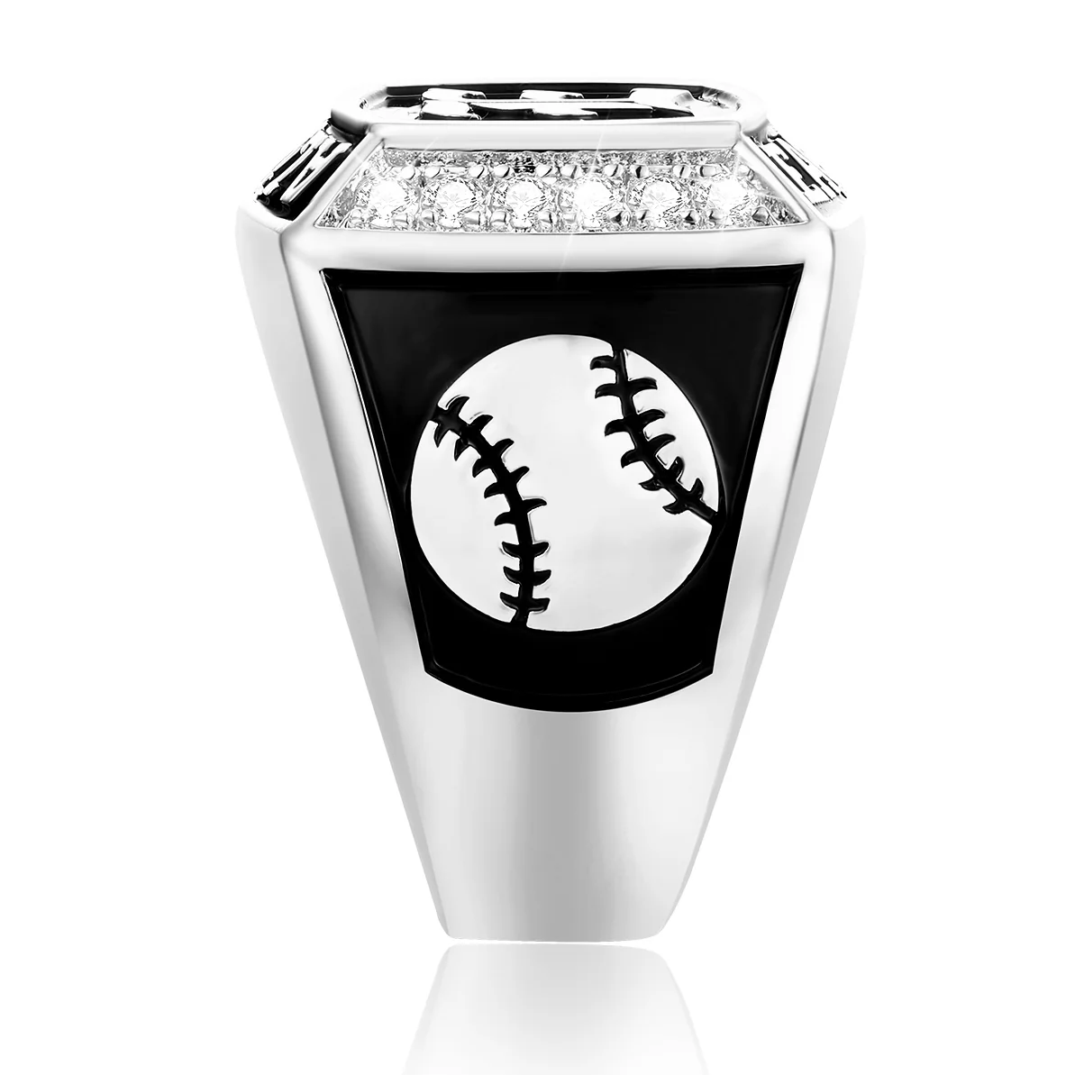 Men's Initial Traditional CZ Square Birthstone Class Ring - Image 3
