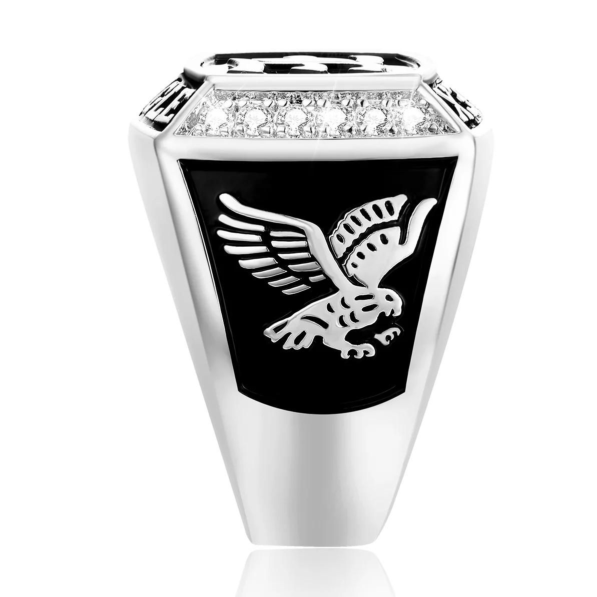 Men's Initial Traditional CZ Square Birthstone Class Ring - Image 4