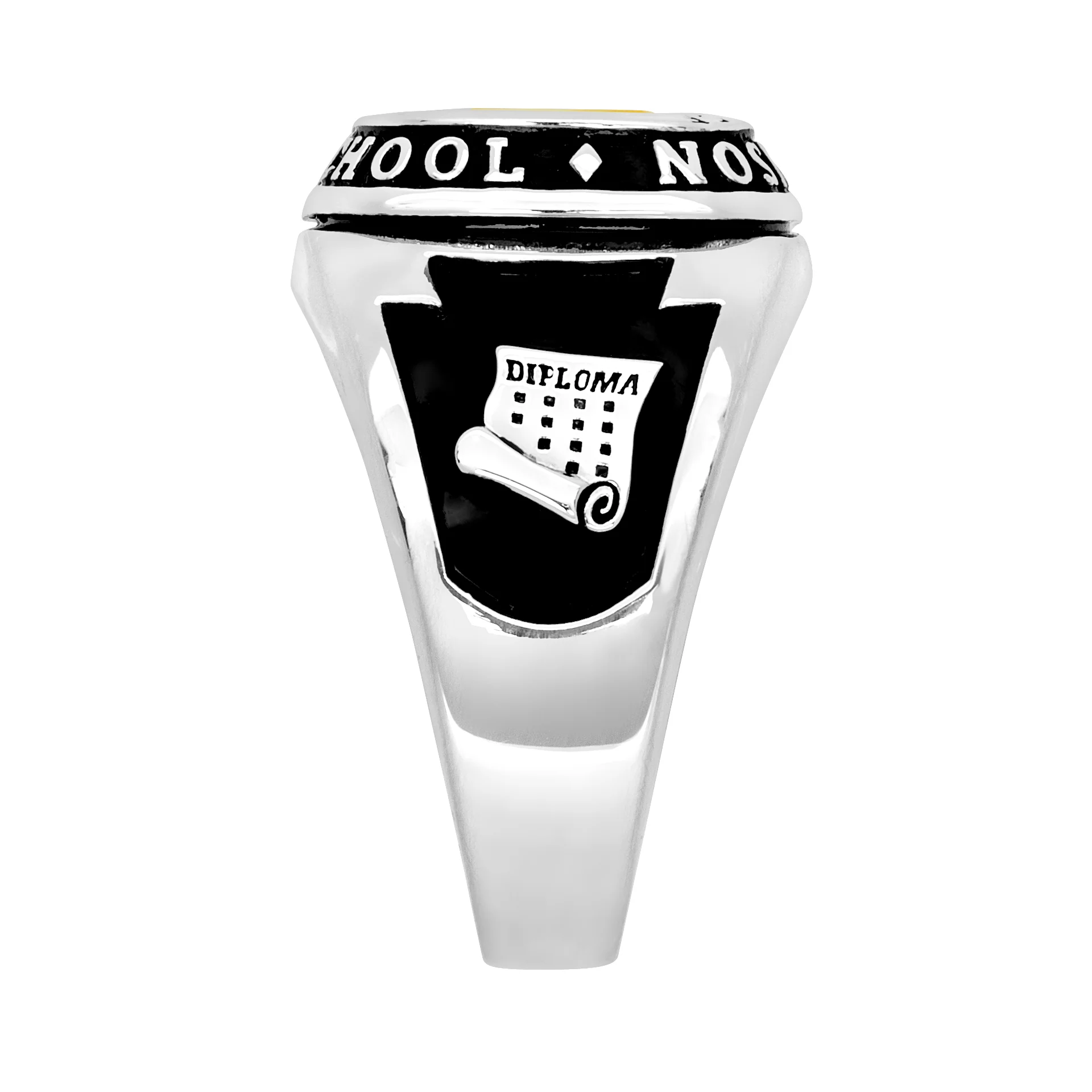 Men's Platinum Plated Traditional Cushion Birthstone Class Ring - Image 4