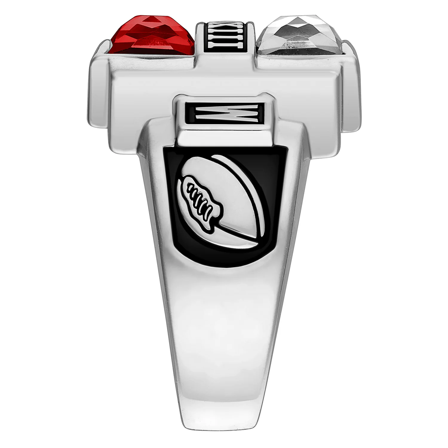 Men's Silver Plated Double Birthstone Rectangle Class Ring - Image 4