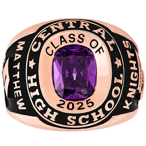 Men's Rose Gold CELEBRIUM Double Row Traditional Class Ring - Image 3