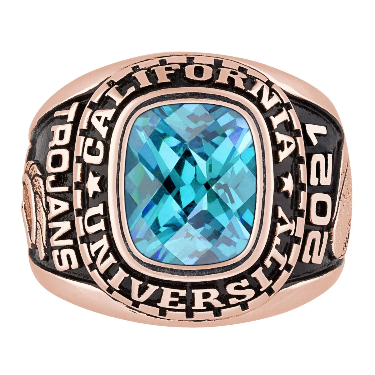 Men's Rose Gold CELEBRIUM Large Traditional Checkerboard Birthstone Class Ring - Image 2