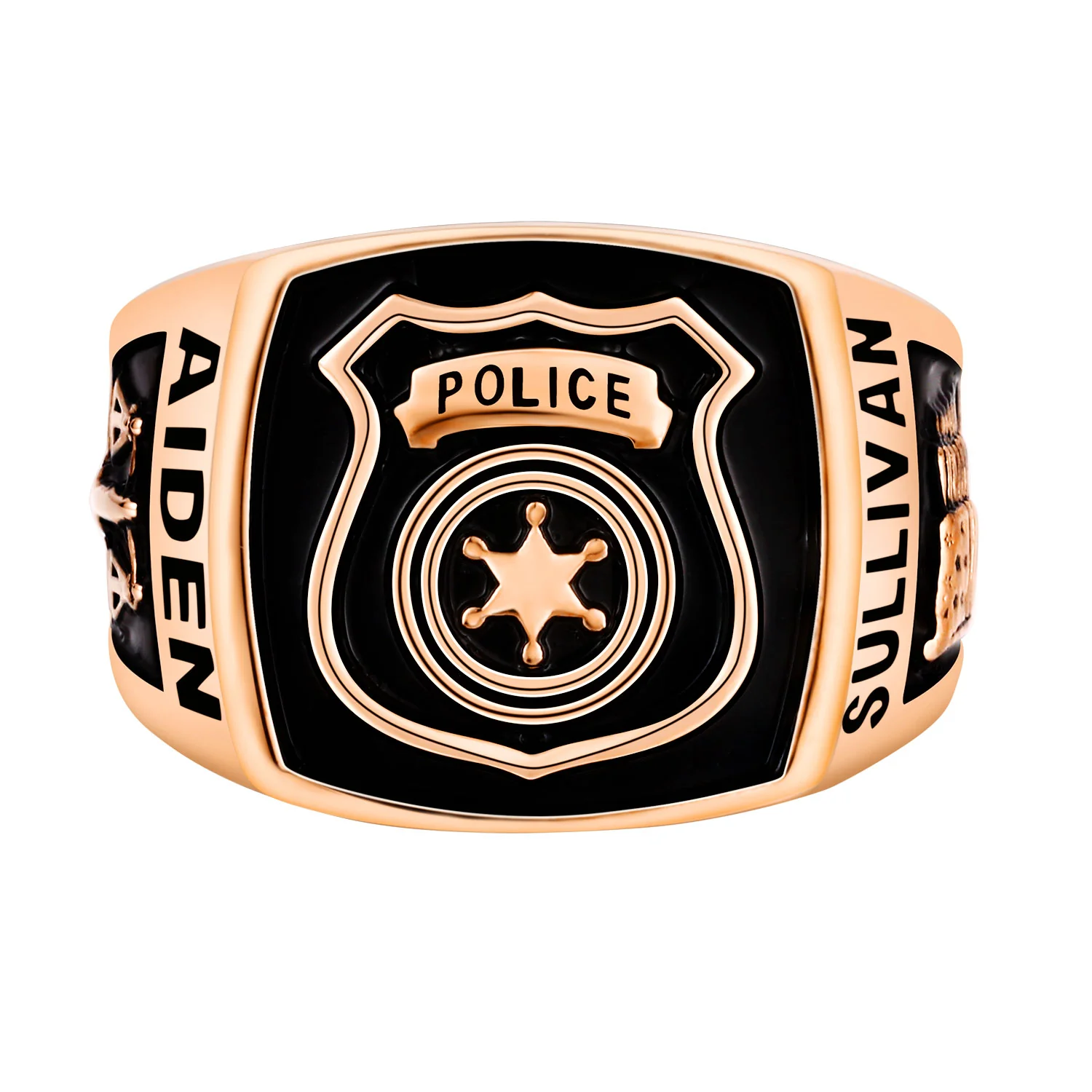 Men's Rose Gold Celebrium Police First Responder Ring - Image 2