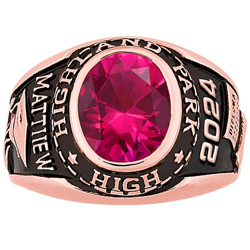 Men's Rose Gold CELEBRIUM Traditional Oval Birthstone Class Ring - Image 3