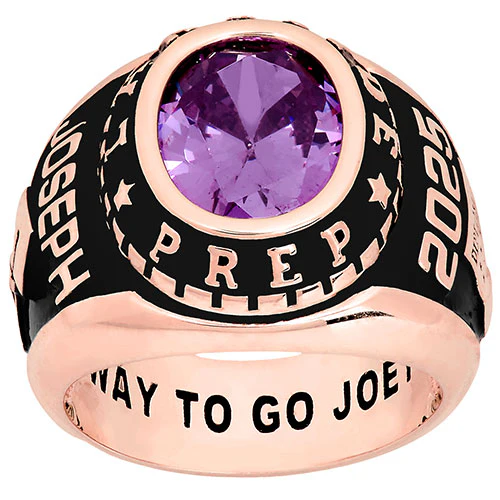 Men's Rose Gold CELEBRIUM Traditional Oval Stone Class Ring