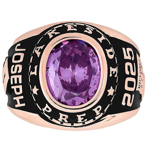 Men's Rose Gold CELEBRIUM Traditional Oval Stone Class Ring - Image 3