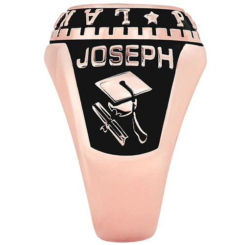 Men's Rose Gold CELEBRIUM Traditional Oval Stone Class Ring - Image 4