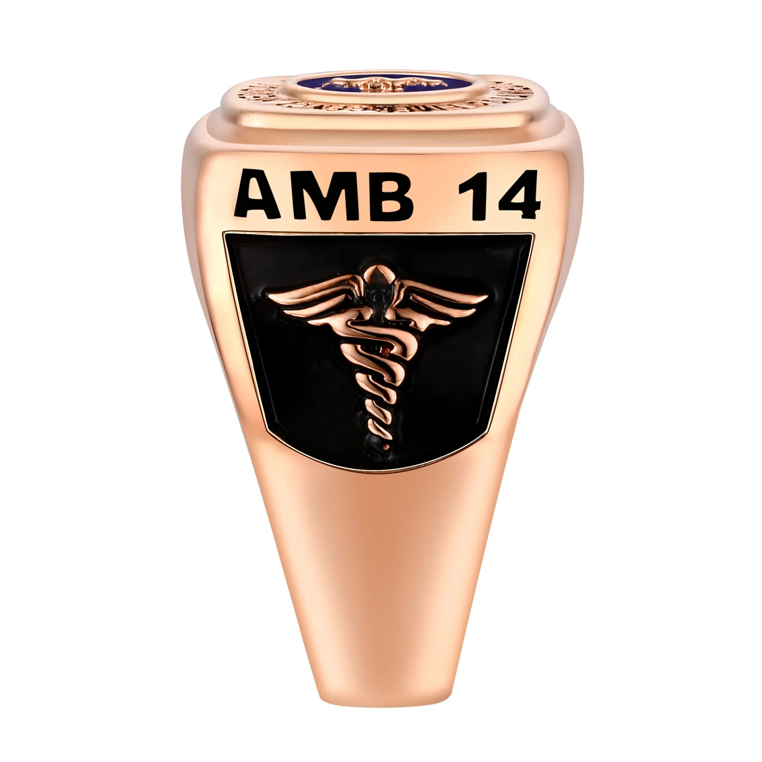 Men's Rose Gold over Sterling EMT First Responder Ring - Image 4