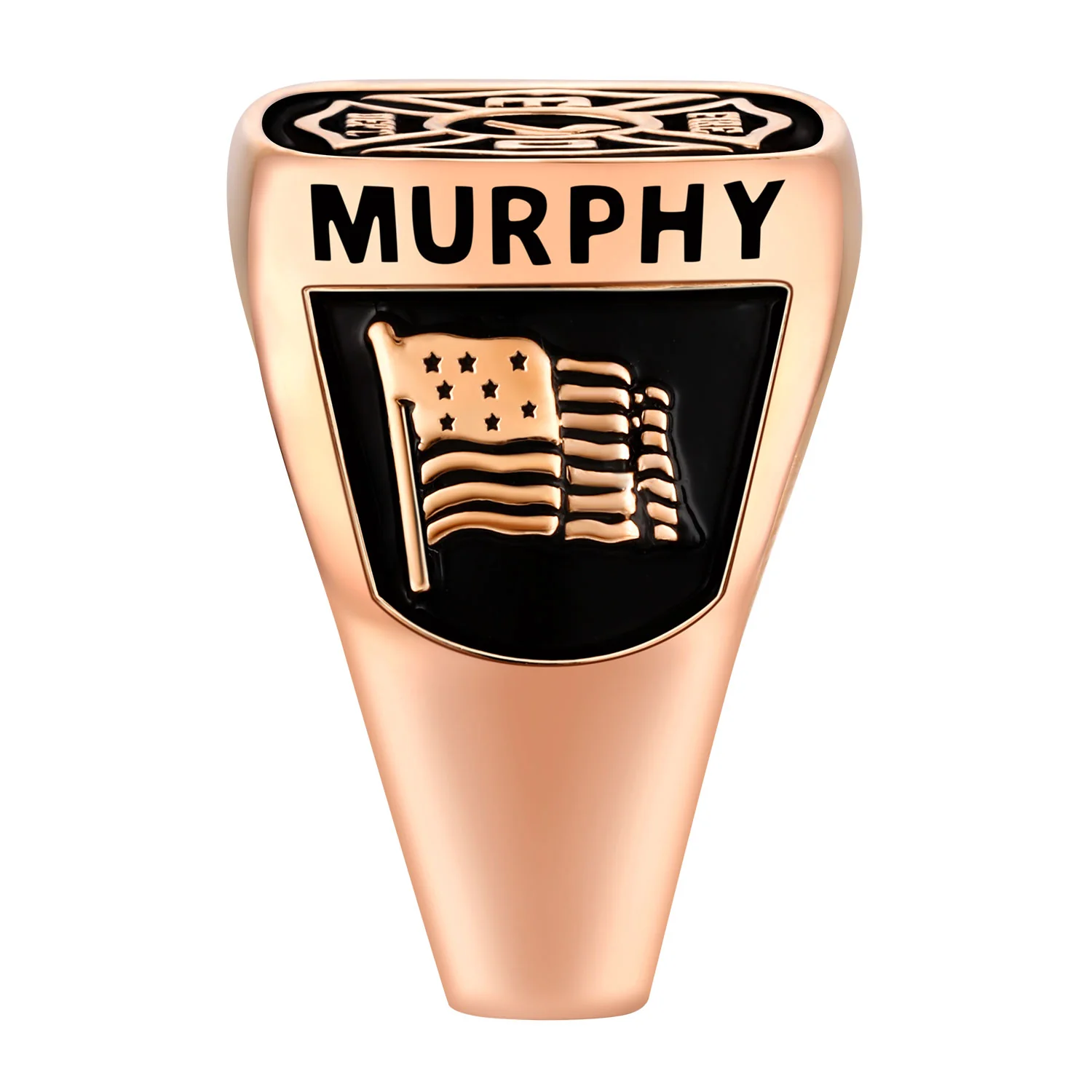 Men's Rose Gold over Sterling Fire Dept First Responder Ring - Image 4