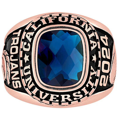 Men's 14K Rose Gold over Sterling Large Traditional Checkerboard Birthstone Class Ring - Image 3