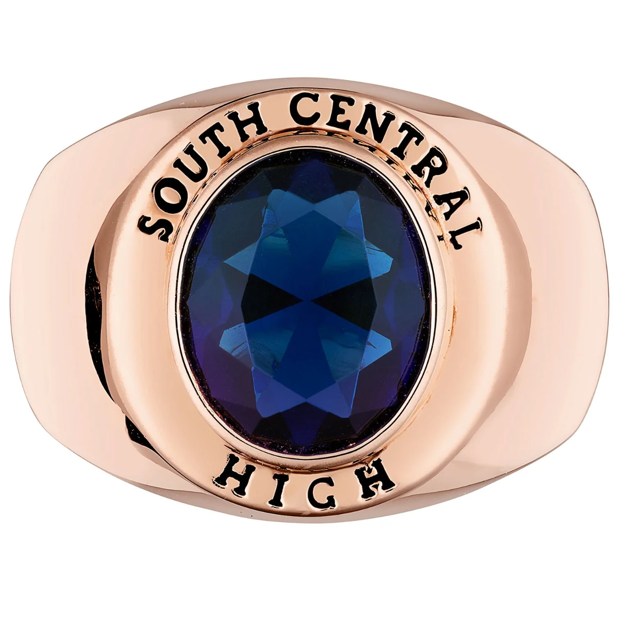 Men's 14K Rose Gold over Sterling Minimal Oval Birthstone Signet Freestyle Class Ring - Image 2