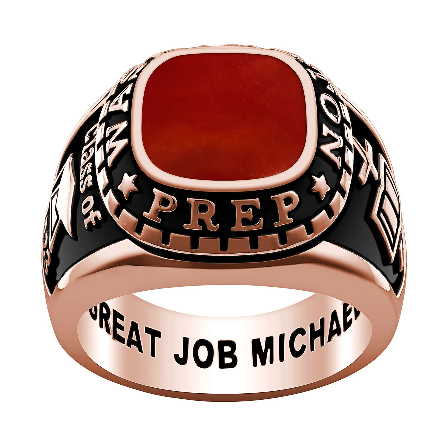 Men's 14K Rose Gold over Sterling Genuine Stone Class Ring