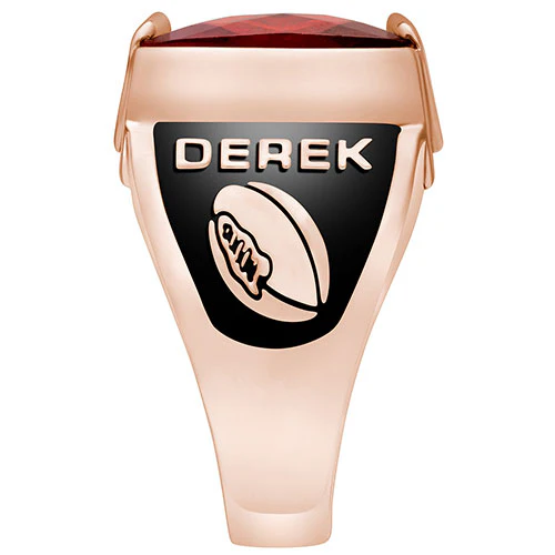 Men's 14K Rose Gold over Sterling Traditional Deco Birthstone Class Ring - Image 3