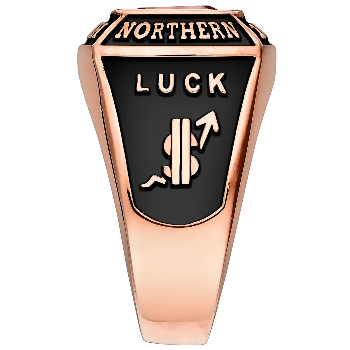 Men's Rose Gold over Sterling Traditional Square Birthstone Class Ring - Image 3