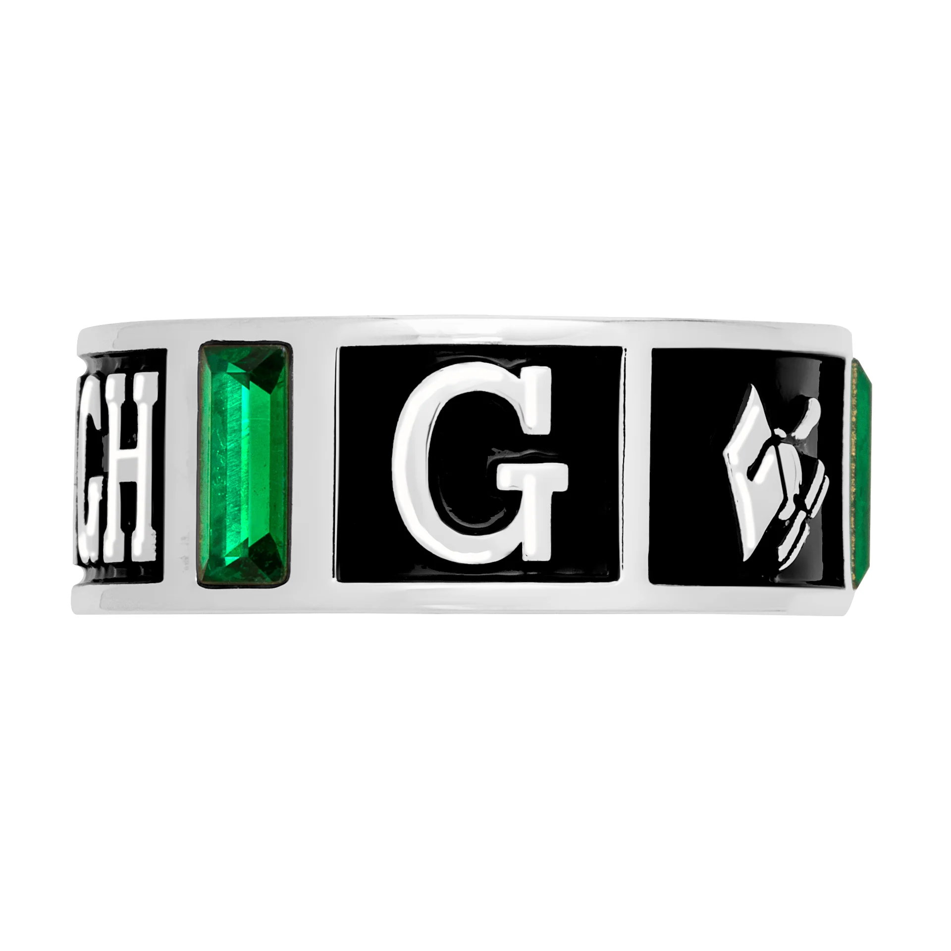 Men's Silver Plated Decorated Band Class Ring - Image 5