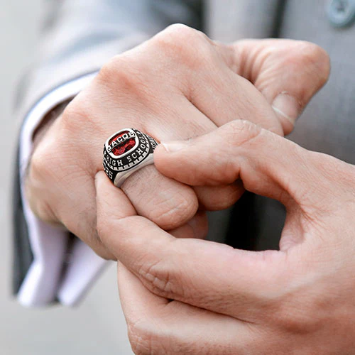 Men's Silver Plated Personalized-Top Traditional Class Ring - Image 2