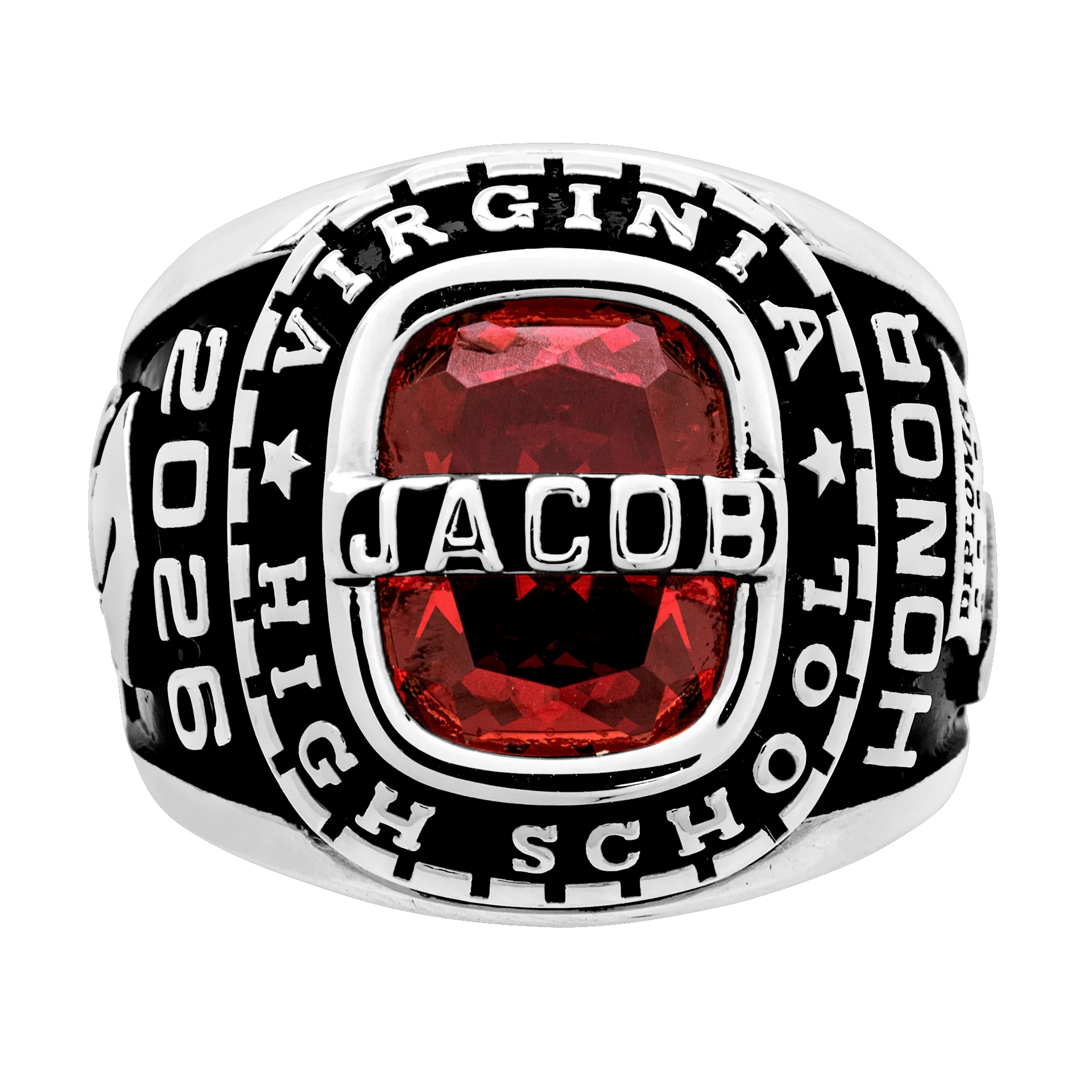 Men's Silver Plated Personalized-Top Traditional Class Ring - Image 3