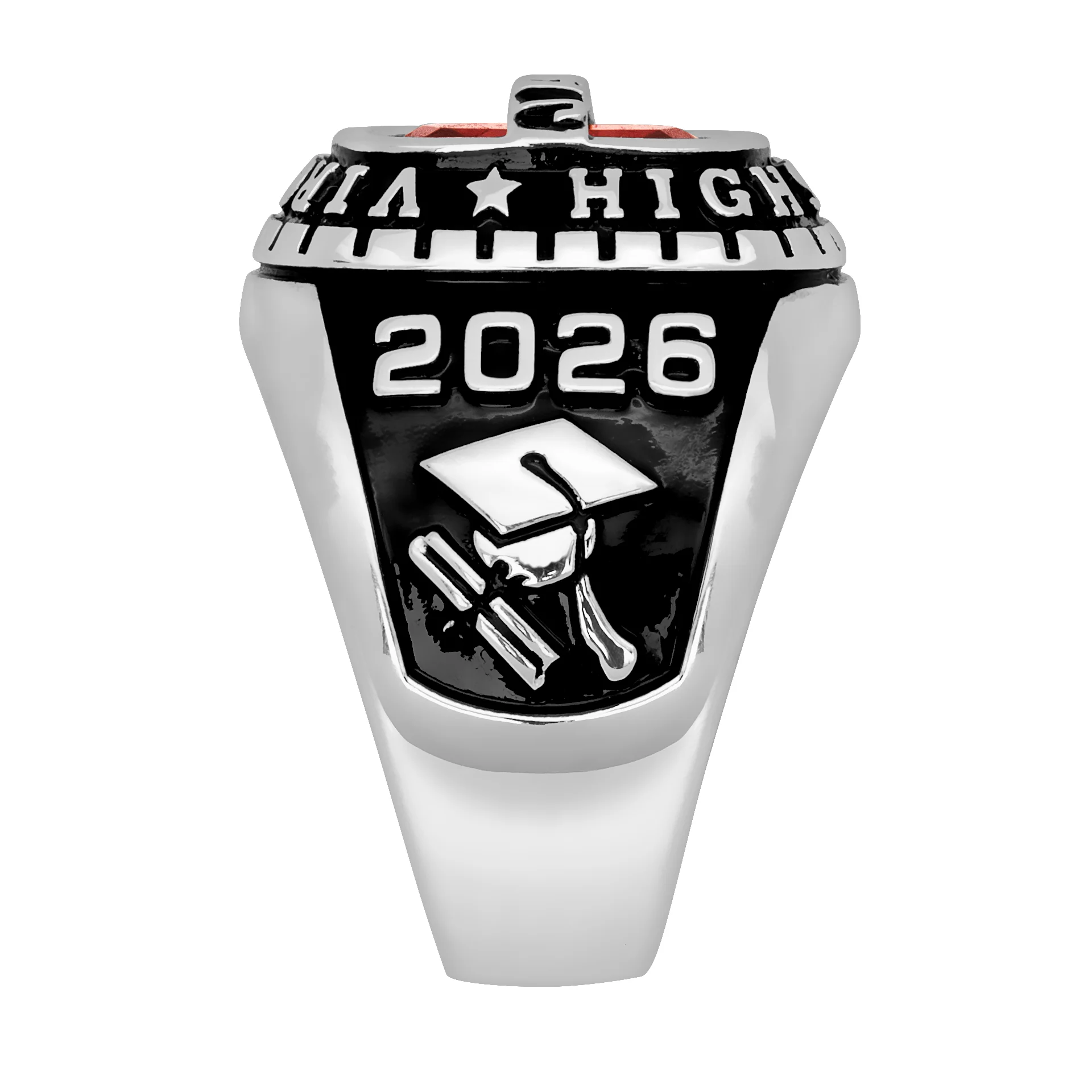 Men's Silver Plated Personalized-Top Traditional Class Ring - Image 4