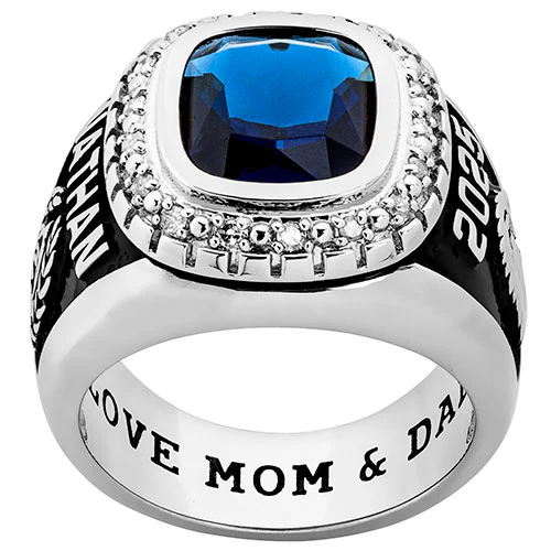 Men's Sterling Silver Diamond Accent Encrusted Traditional Class Ring