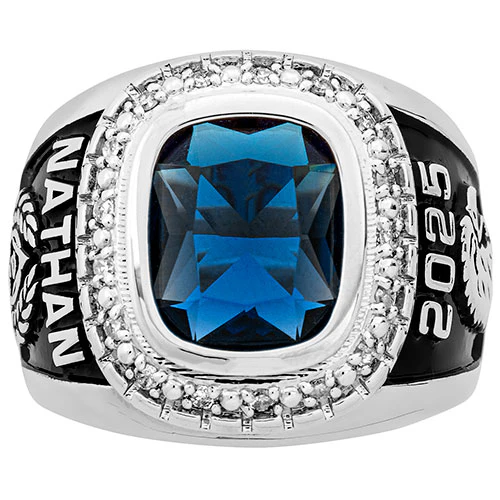 Men's Sterling Silver Diamond Accent Encrusted Traditional Class Ring - Image 2