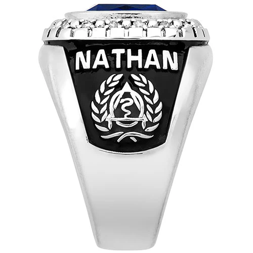 Men's Sterling Silver Diamond Accent Encrusted Traditional Class Ring - Image 3