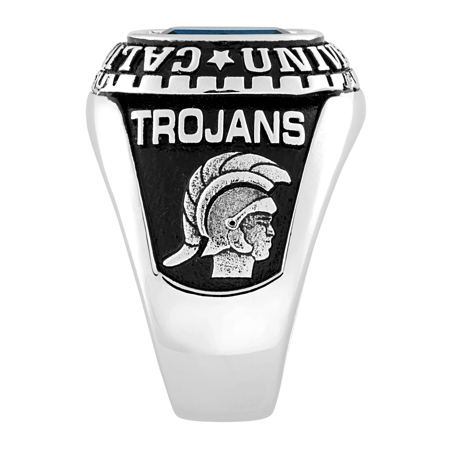Men's Sterling Silver Large Traditional Checkerboard Birthstone Class Ring - Image 4