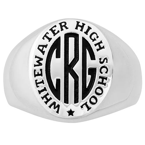 Men's Sterling Silver Monogram Signet Class Ring - Image 2