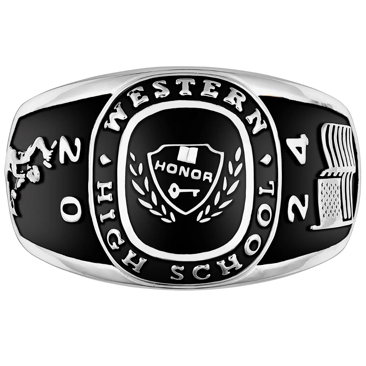 Men's Sterling Silver Multiple Graphics Traditional Class Ring - Image 2