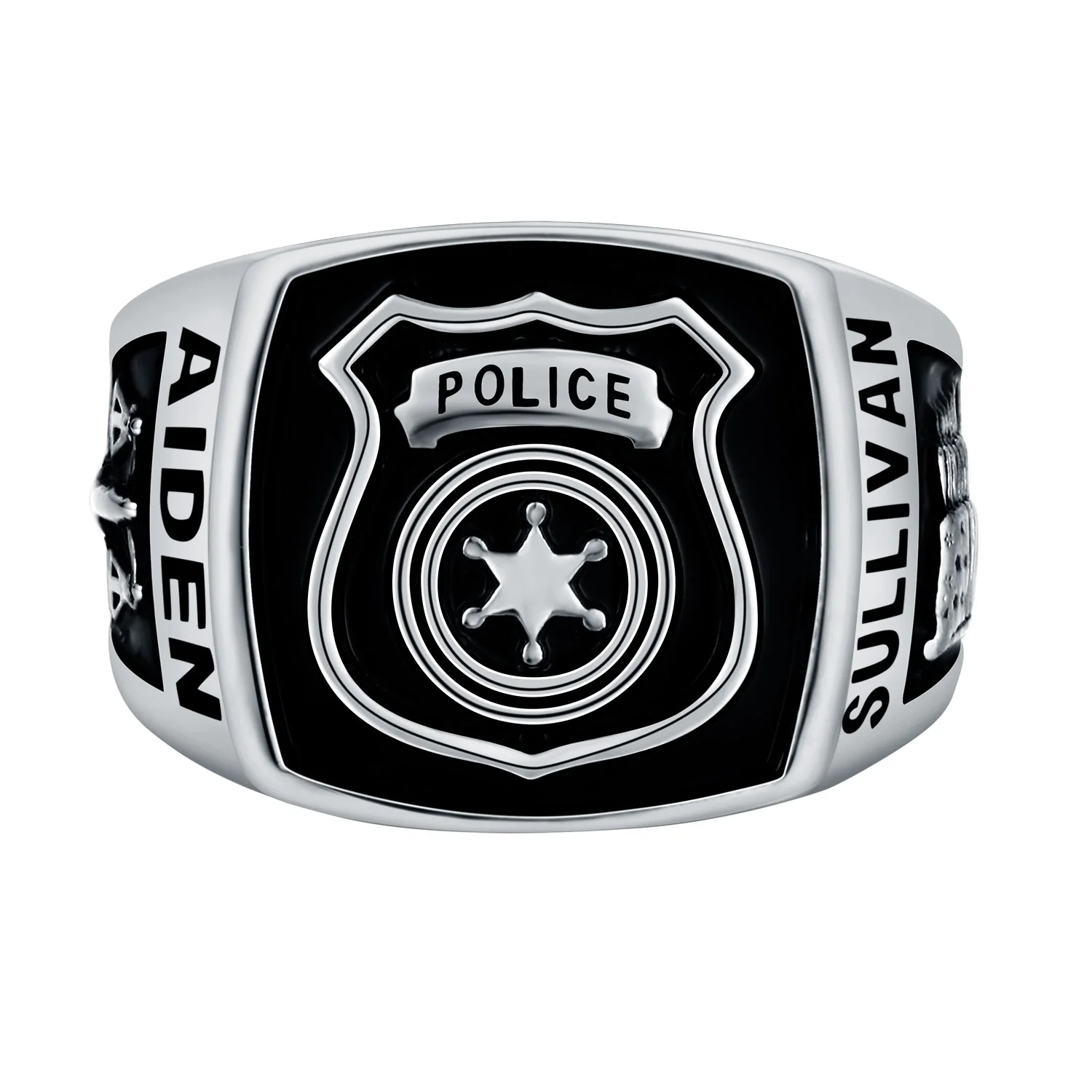 Men's Sterling Silver Police First Responder Ring - Image 2