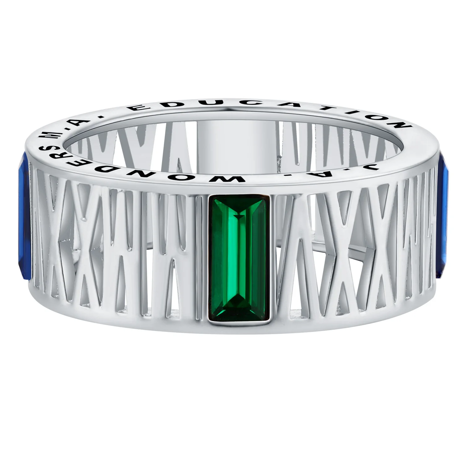 Men's Sterling Silver Roman Numeral 2025 Birthstone Class Ring - Image 2