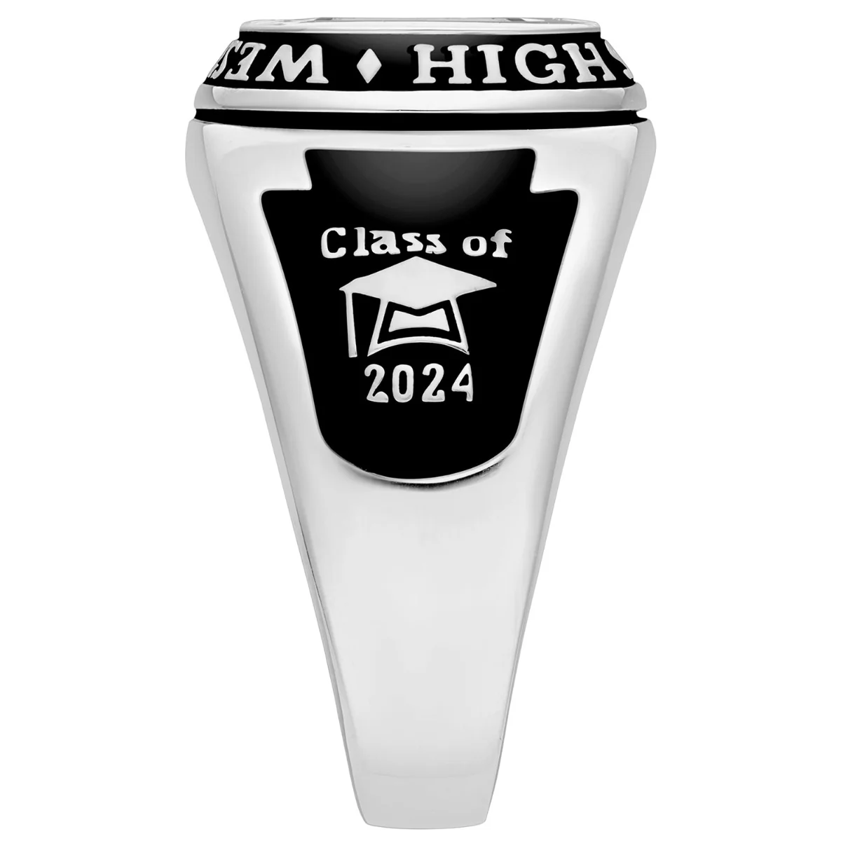 Men's Sterling Silver Traditional Cushion Birthstone Class Ring - Image 3